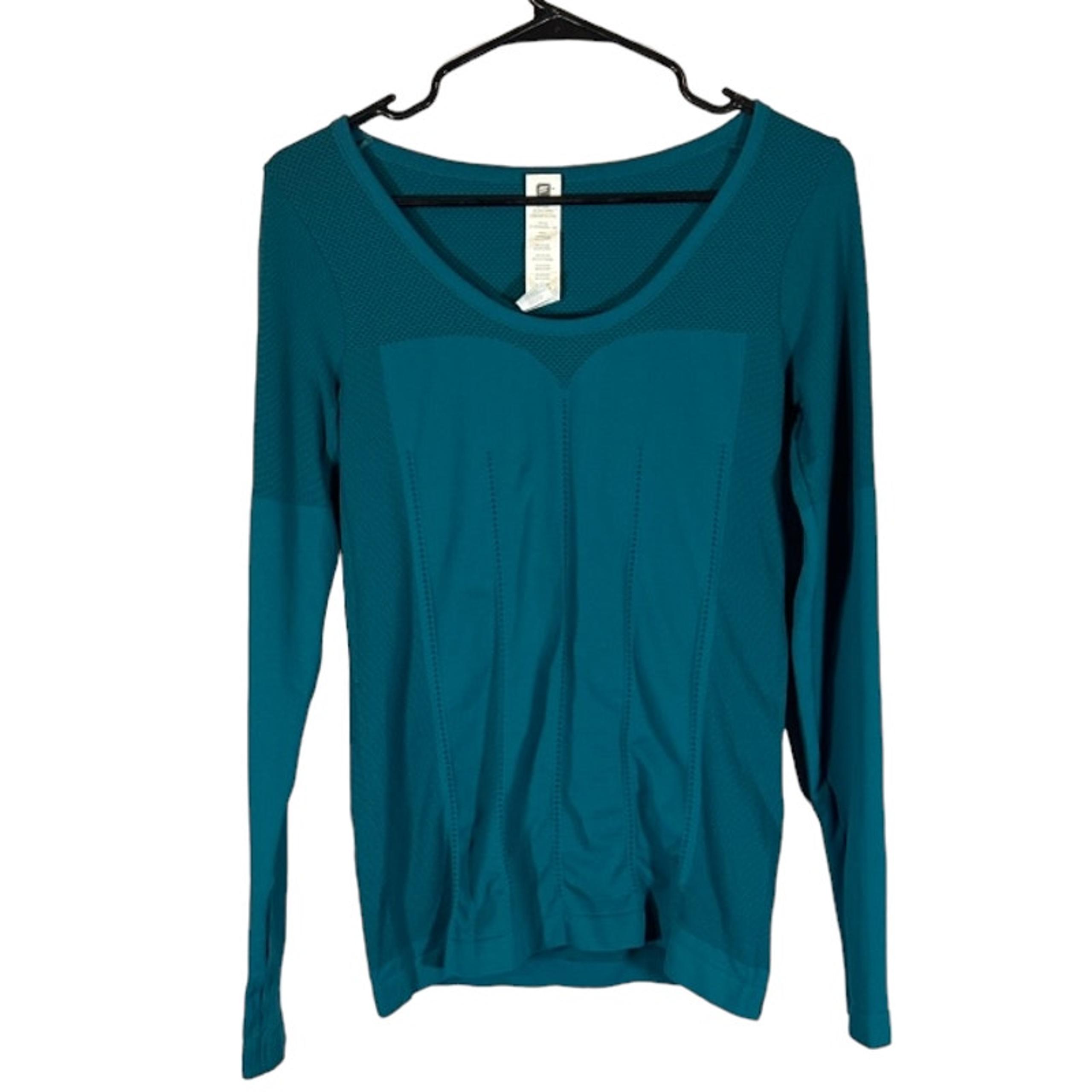 Fabletics Teal Blue Long Sleeve Athletic Workout Shirt Women Sz S