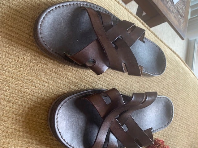 Men's Brown Leather Sandals Size 13