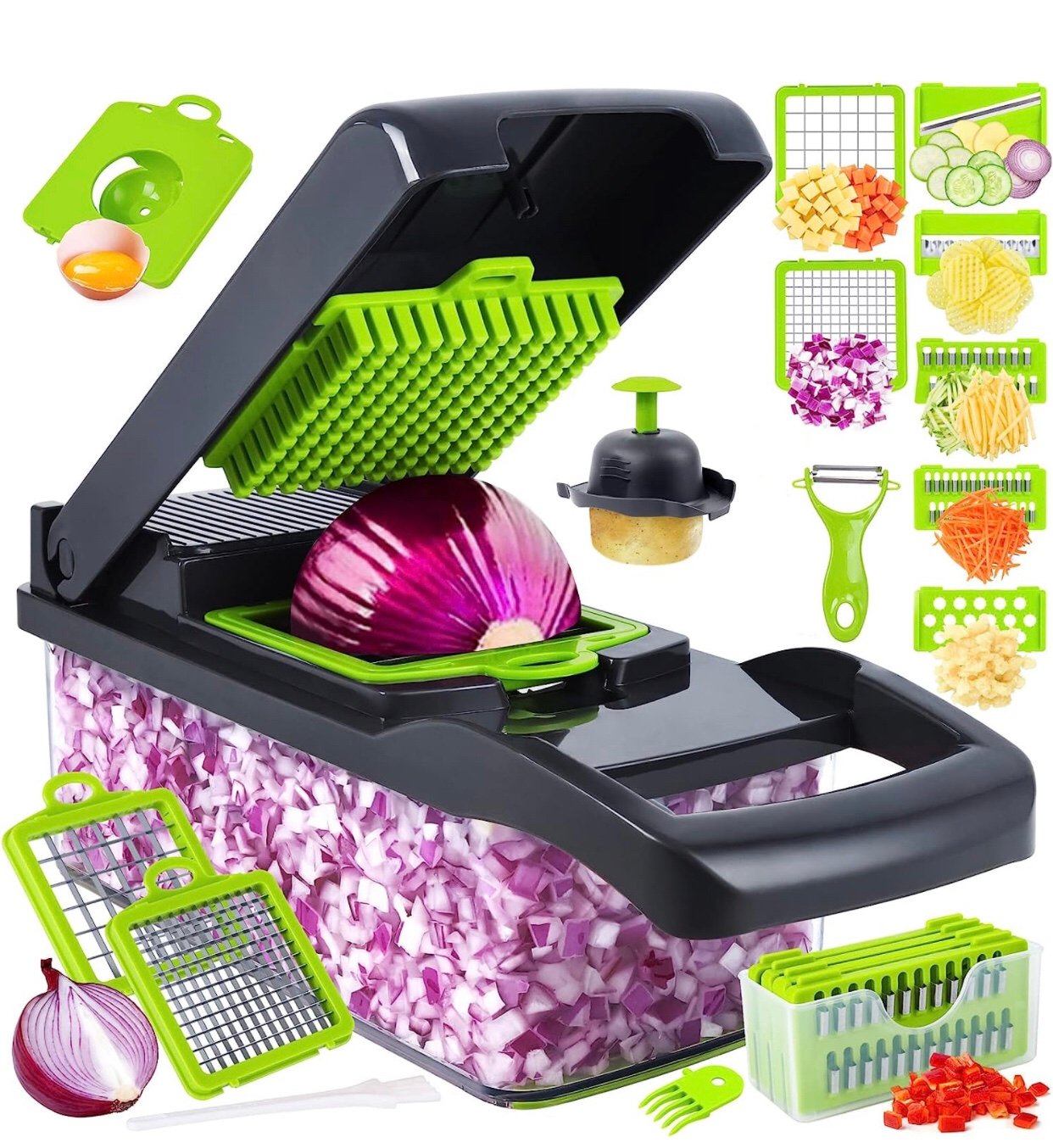 Vegetable Chopper, Pro Onion Chopper, 14 in 1Multifunctional Food Chopper