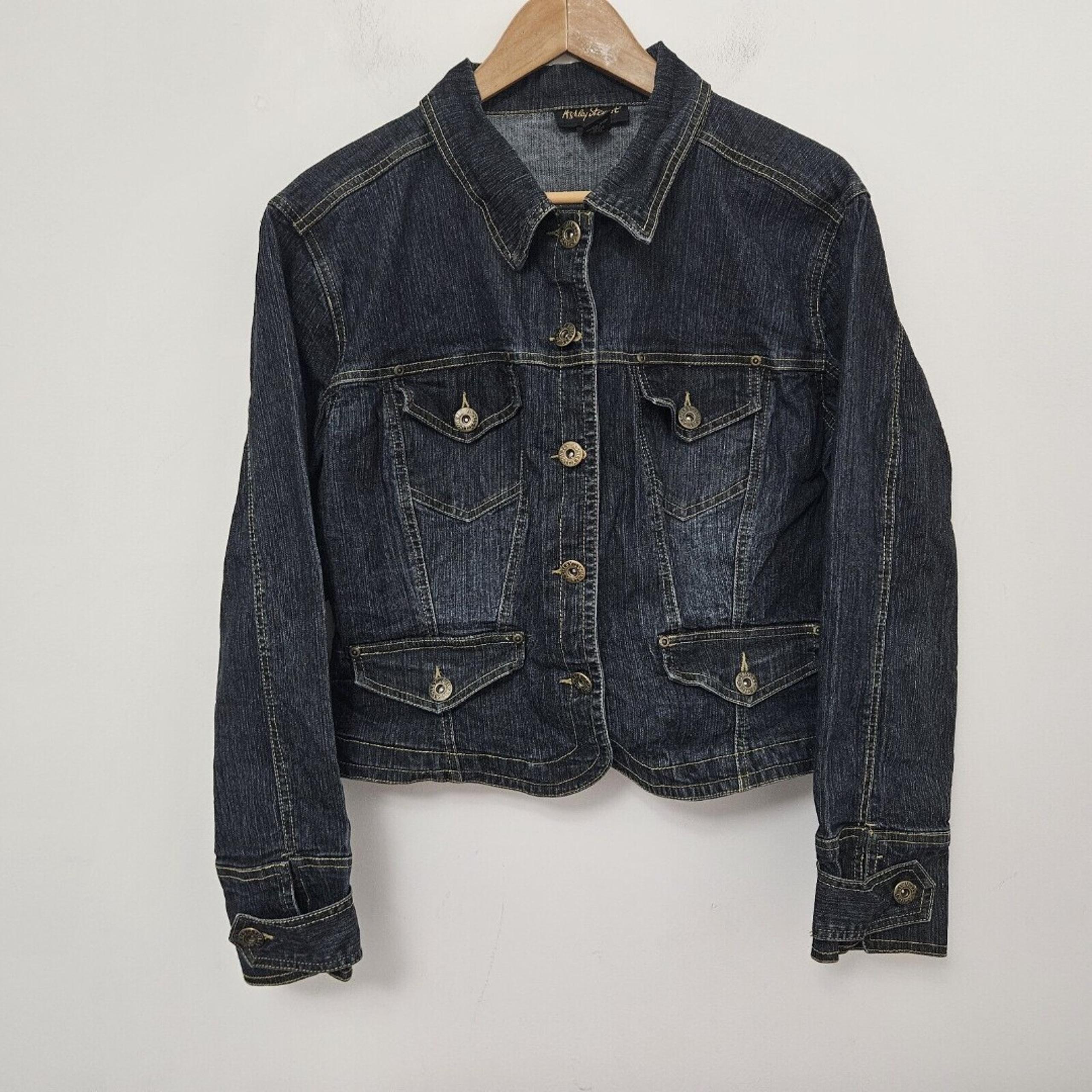 ASHLEY STEWART Women's Navy Blue Denim Jeans Jacket Size 14W