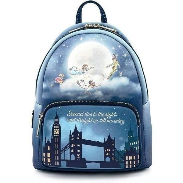 Loungefly Disney Peter Pan Second Star Glow In The Dark Blue Mini Backpack Bag