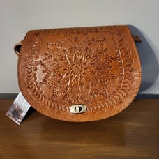 Berb Real Leather Embossed Leather Tan Bag Purse
