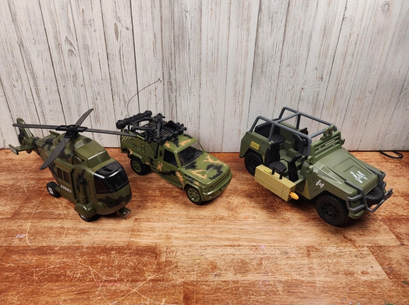 Lot /3 Tactical Military Vehicles JW Jeep US Rescue Chopper/ 50cal pickup Truck