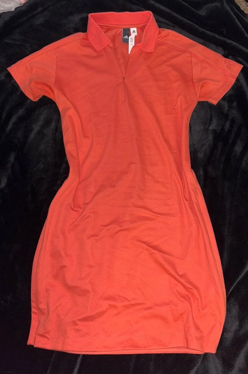 Pink / orange Adidas golf or tennis dress with zipper leg slit and collar