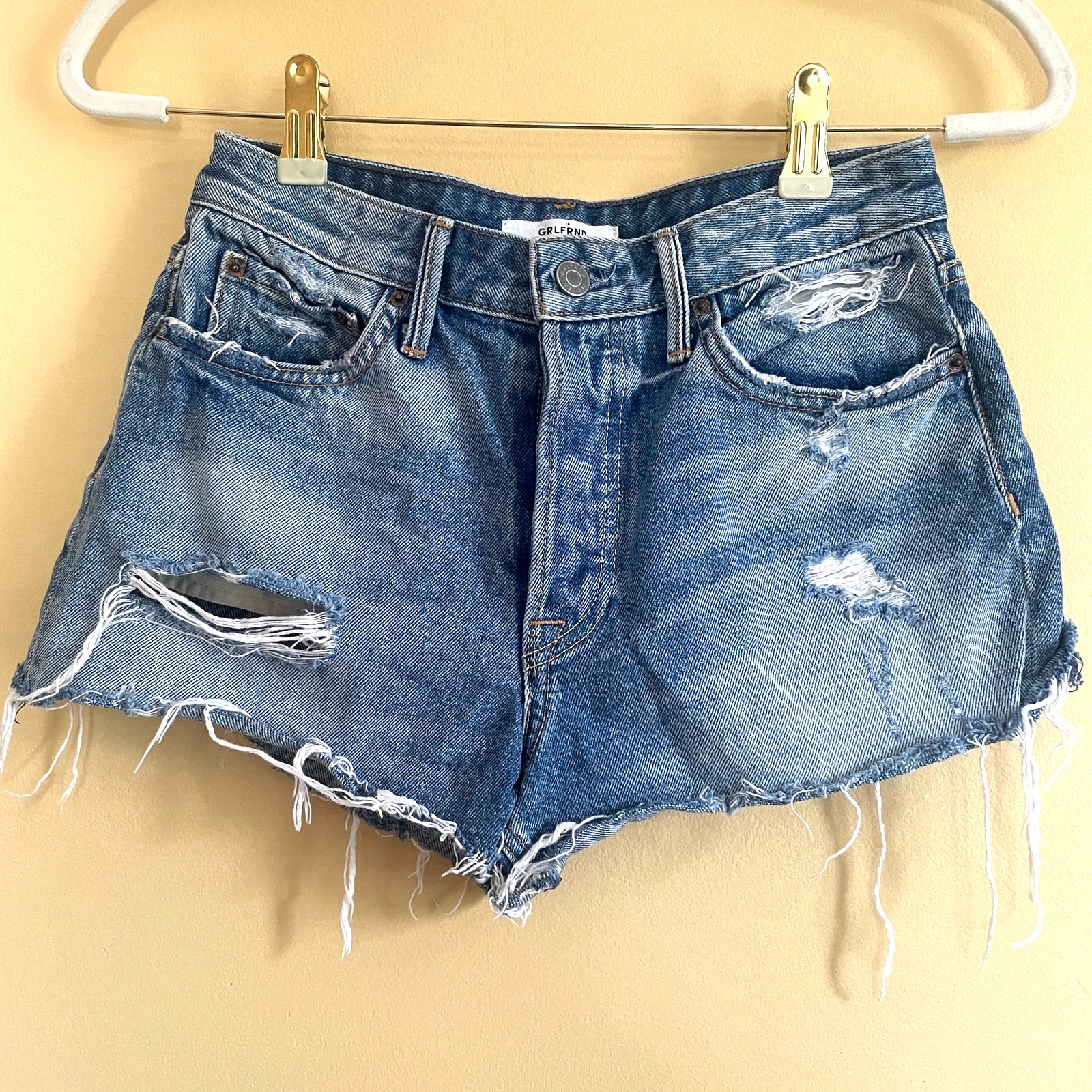 GRLFRND Cindy Shorts in Only With You Sz 25 Light Wash Ripped Distressed Cutoffs