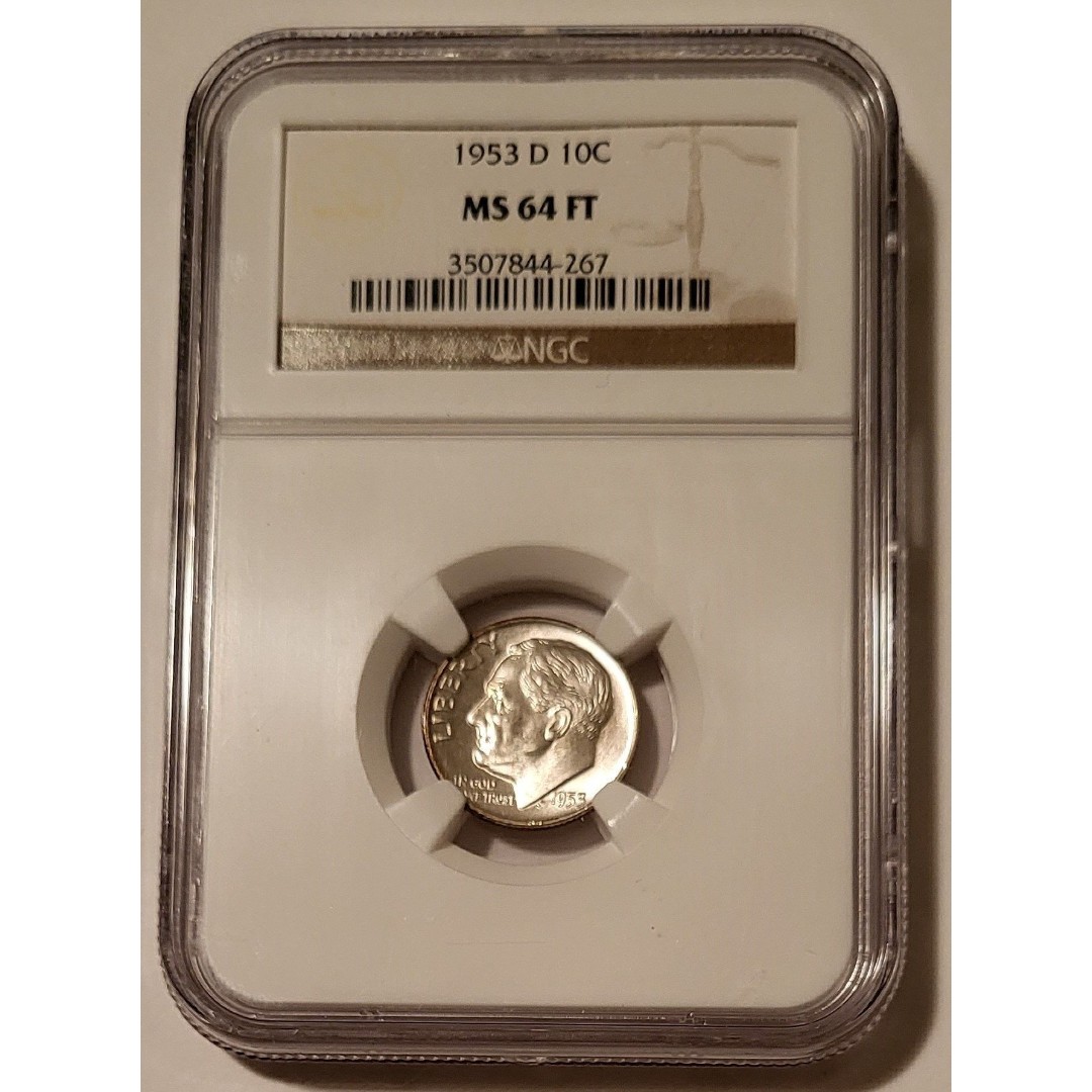 1953 D Roosevelt Dime MS64 FT NGC