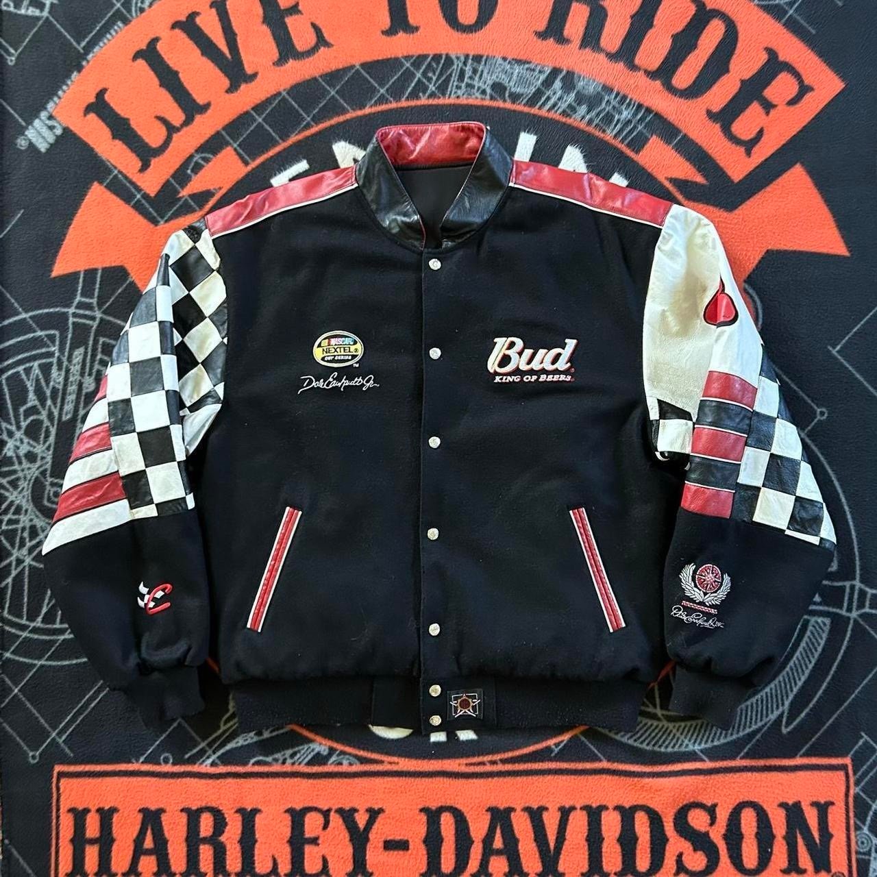 Vintage Dale Earnhardt Budweiser Reversible Racing Jacket Leather XL