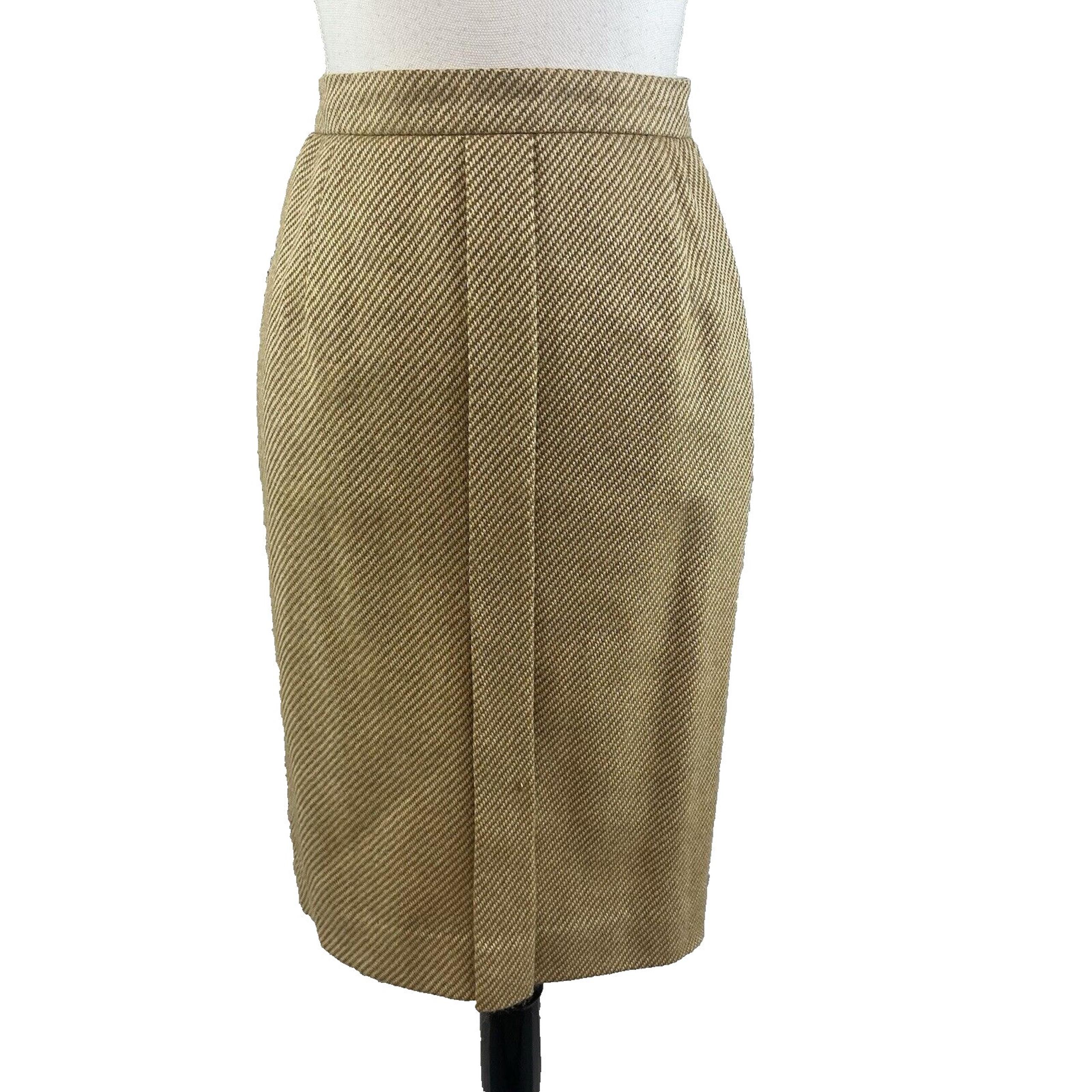 Vintage Carlisle Suit Skirt size 12 Camel Brown Tweed Wool Straight Pencil Knee