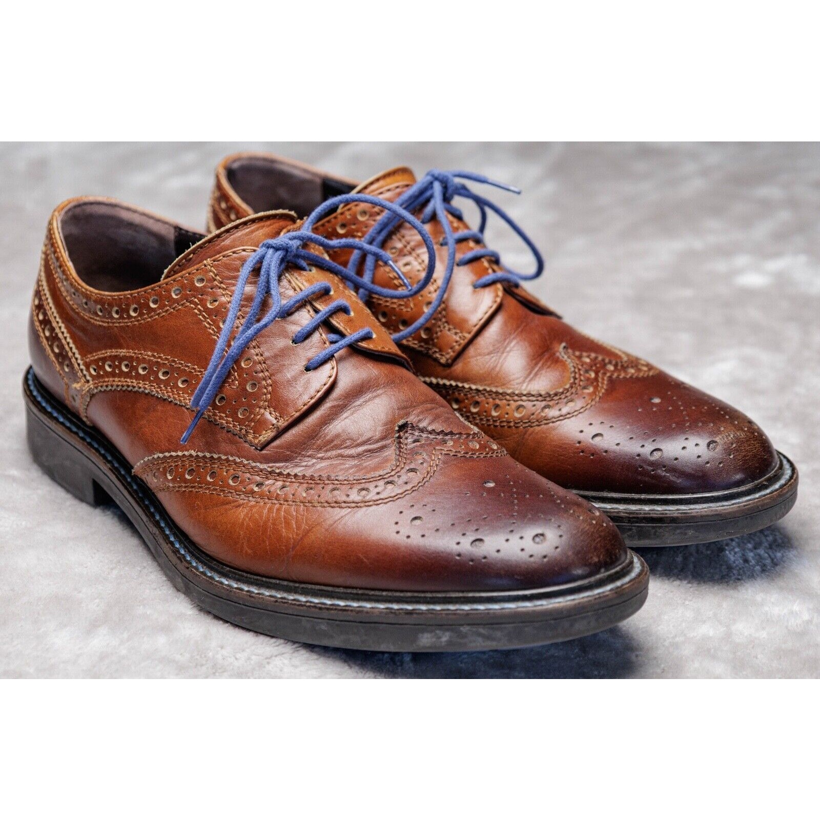 Donald J Pliner Habik 61 Antique Brown Leather Wingtip Brogues Oxfords Mens 9