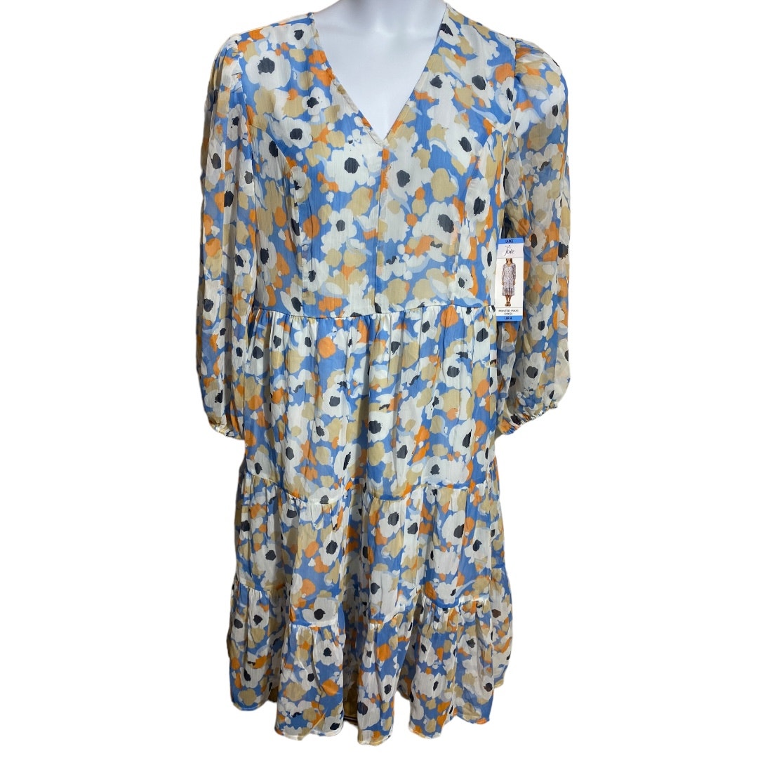 NWT Joie blue floral field long sleeve tiered midi dress - women's Large