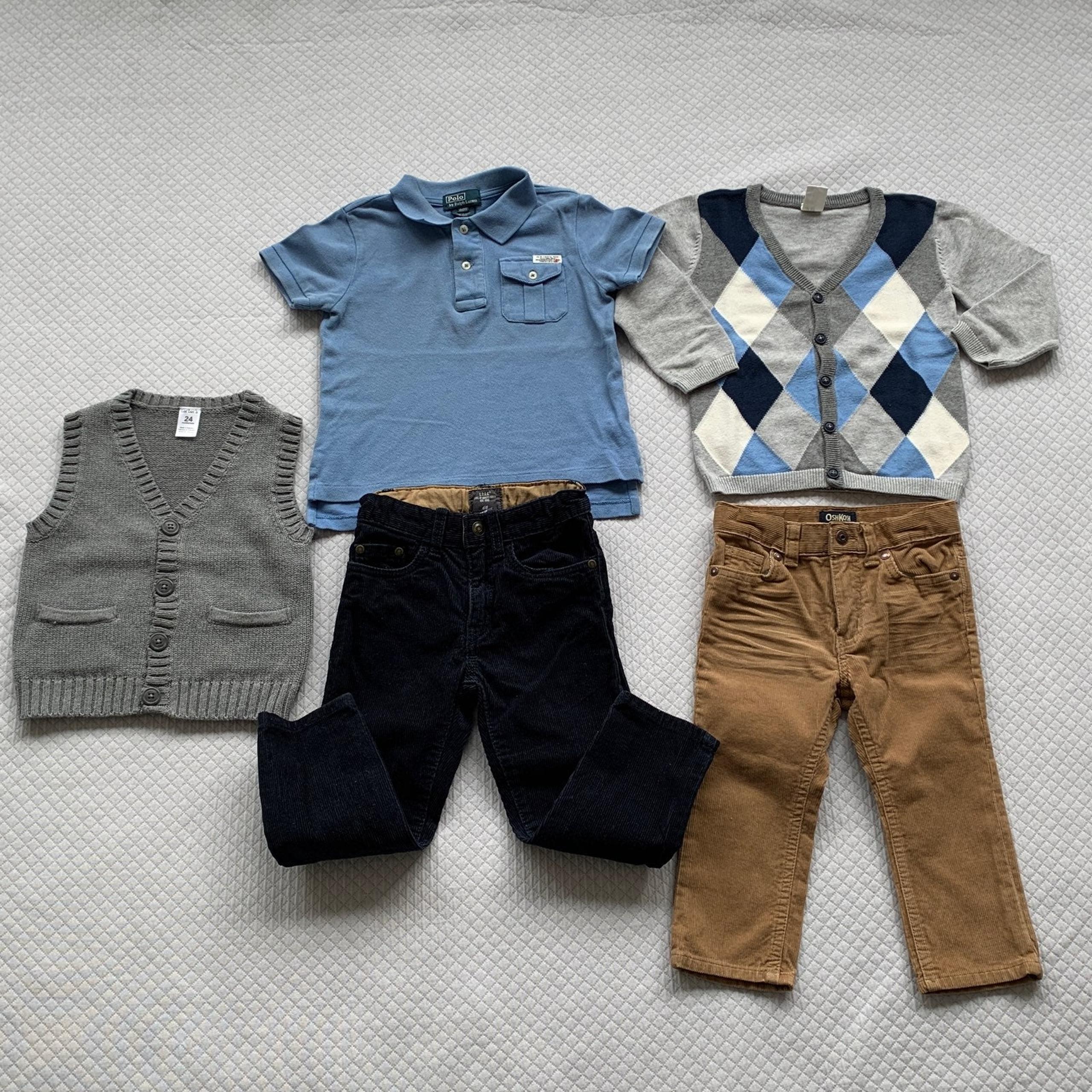 18M-2Y+ SET, Polo Shirt, 2 Pairs of Pants, Cardigan+Vest - Polo Ralph Lauren