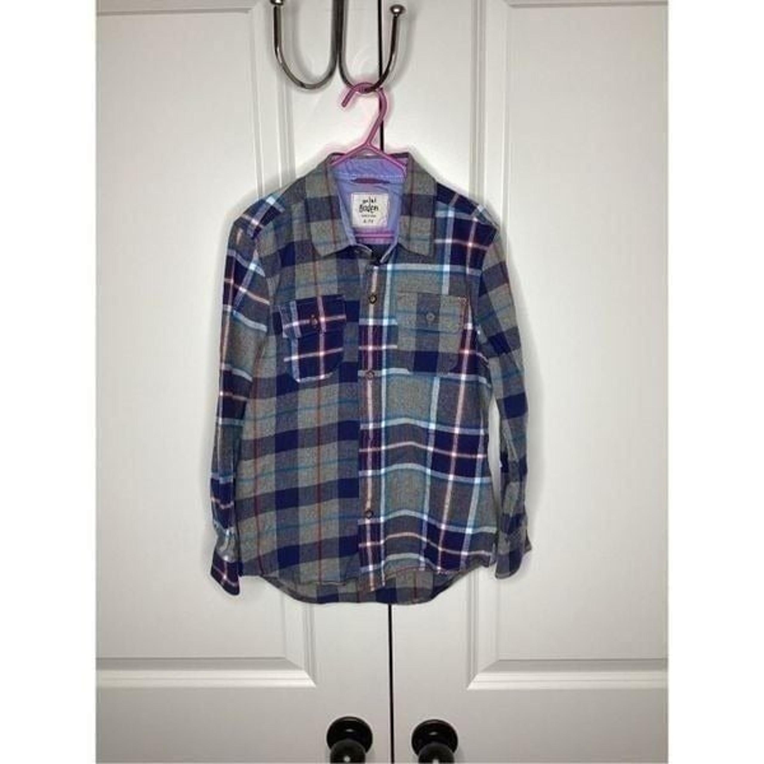Boys Mini Boden Long Sleeved Flannel Button up shirt