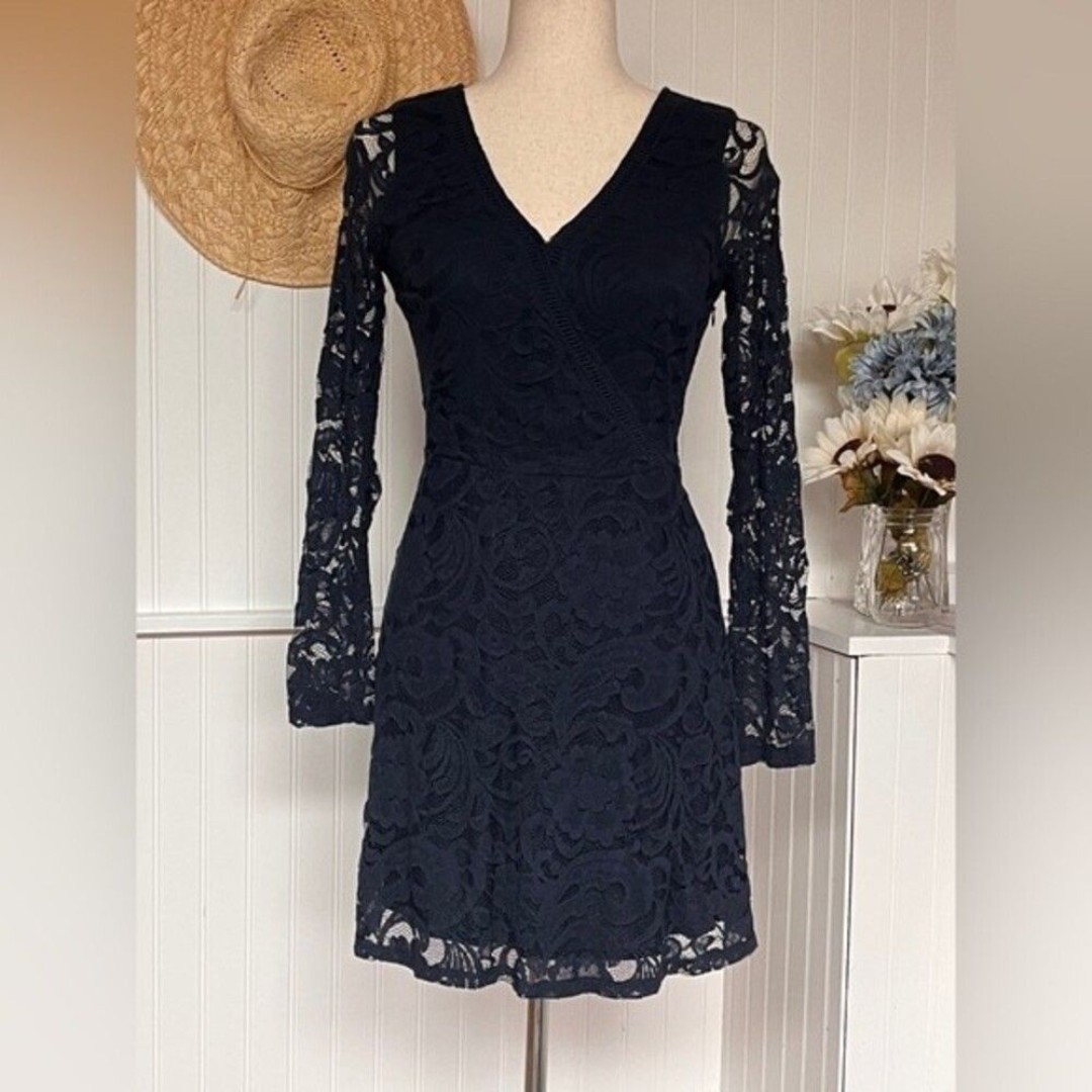 Blue Lace Long Sleeve Dress Hollister