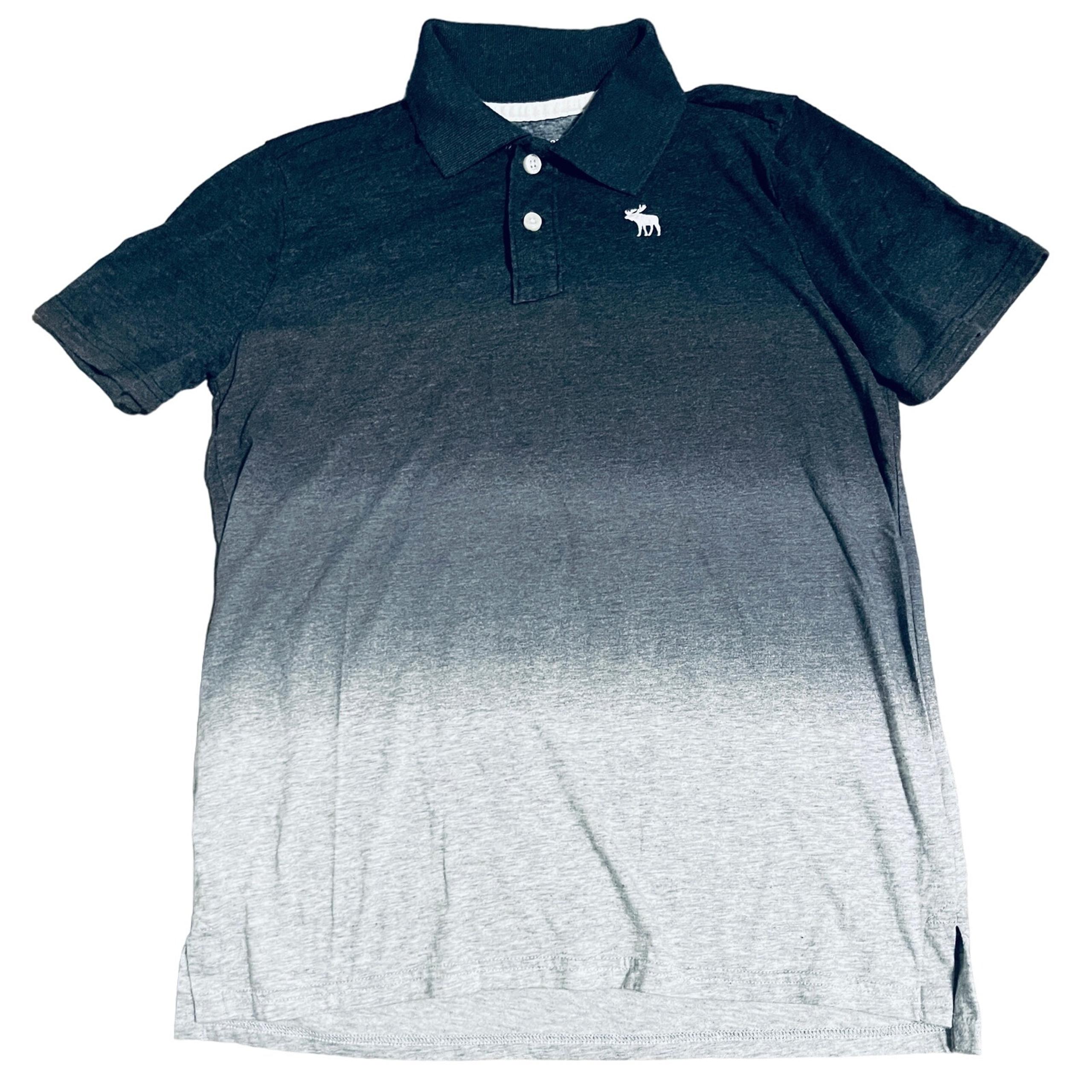 NWOT Abercrombie Kids Size 15/16 Boy Black Gray Ombré Polo Shirt Preppy Causal