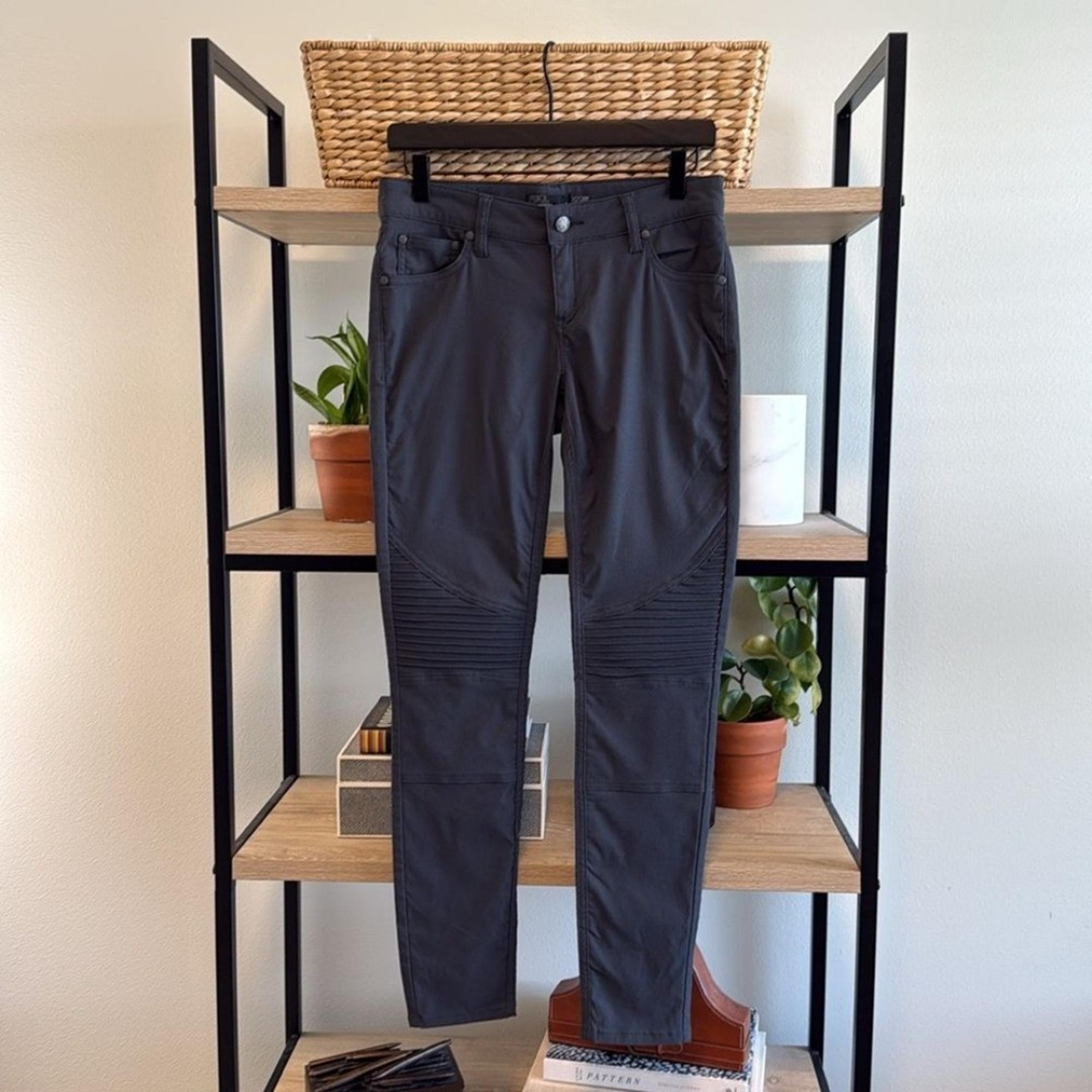 Prana Brenna Low-Rise Woven Charcoal Gray Moto Skinny Pant, 4