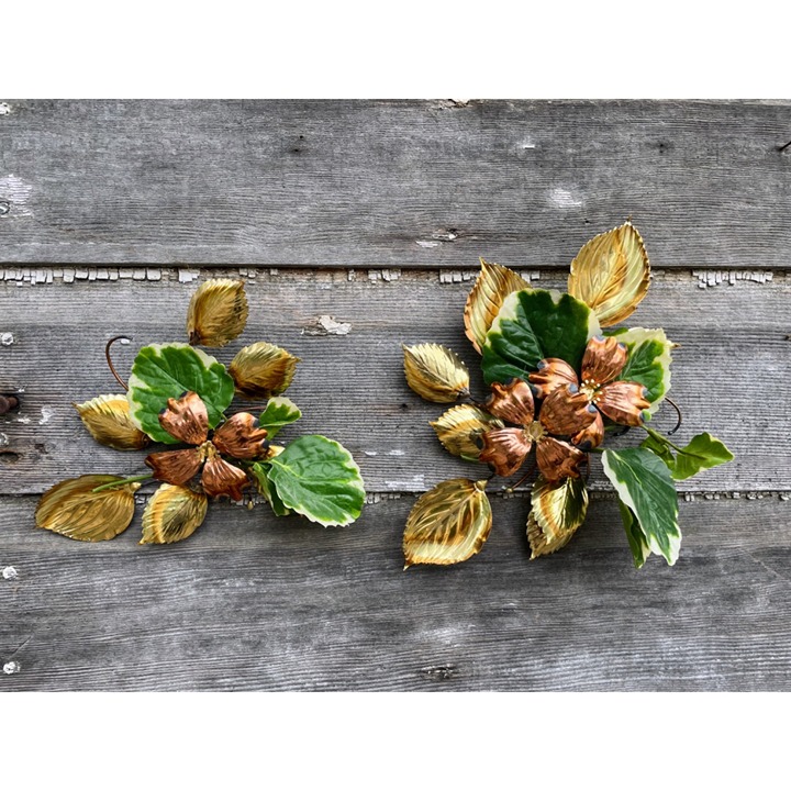 Vintage 1970s Copper Metal Flower Wall hangings Boho