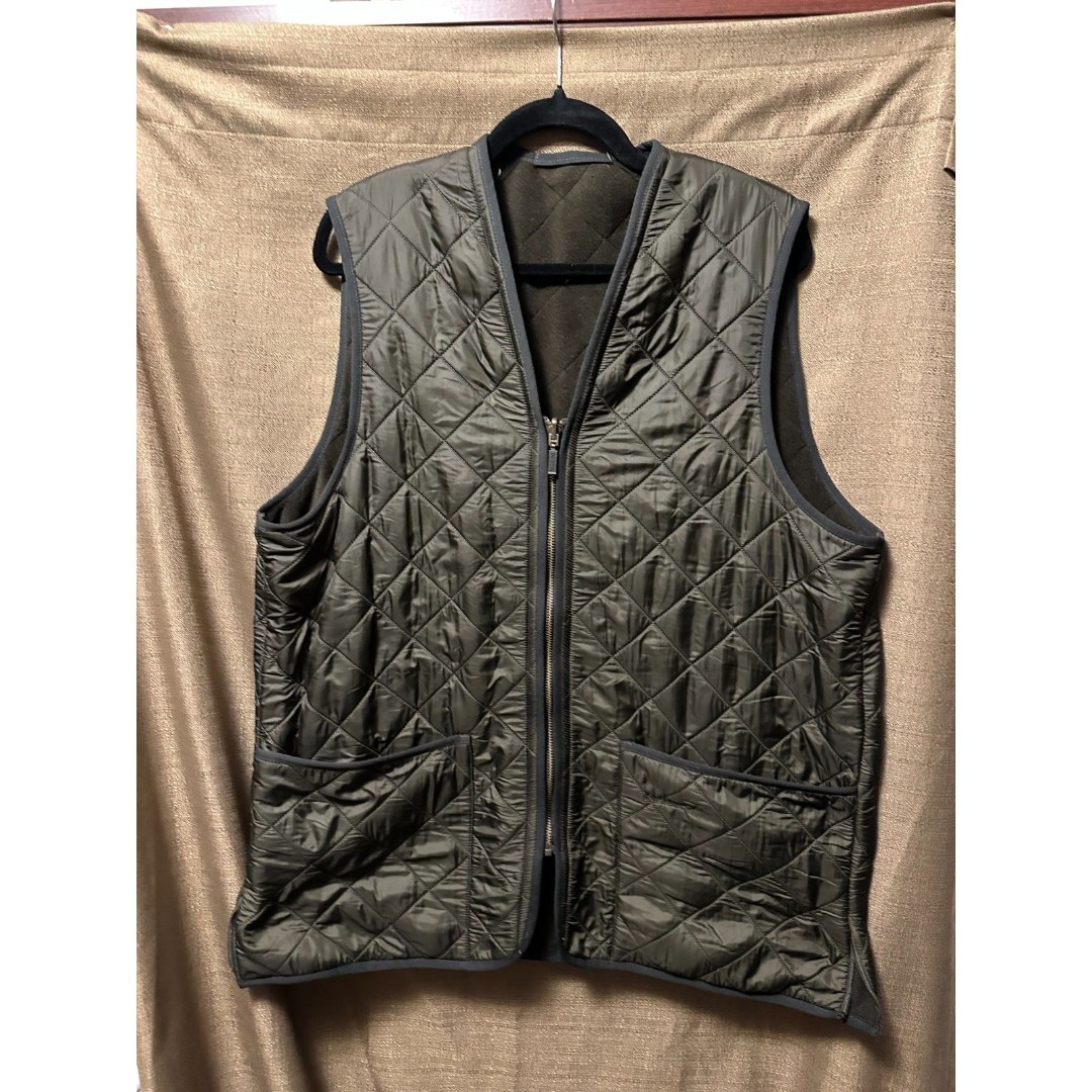 Barbour Men Polarquilt Waistcoat Zip-In Liner Olive Green Polarfleece Size Large