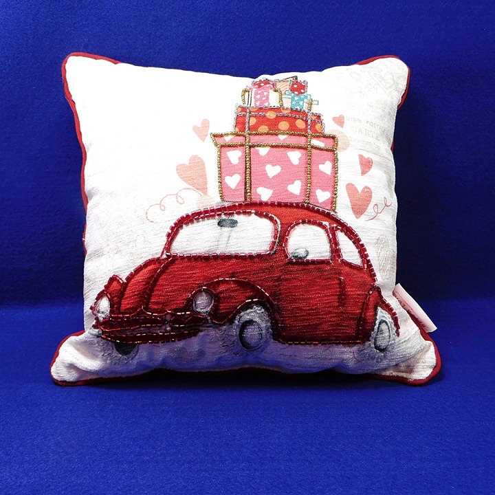 Bella Lux Beaded Love Bug Pink Red Romance Pillow 12