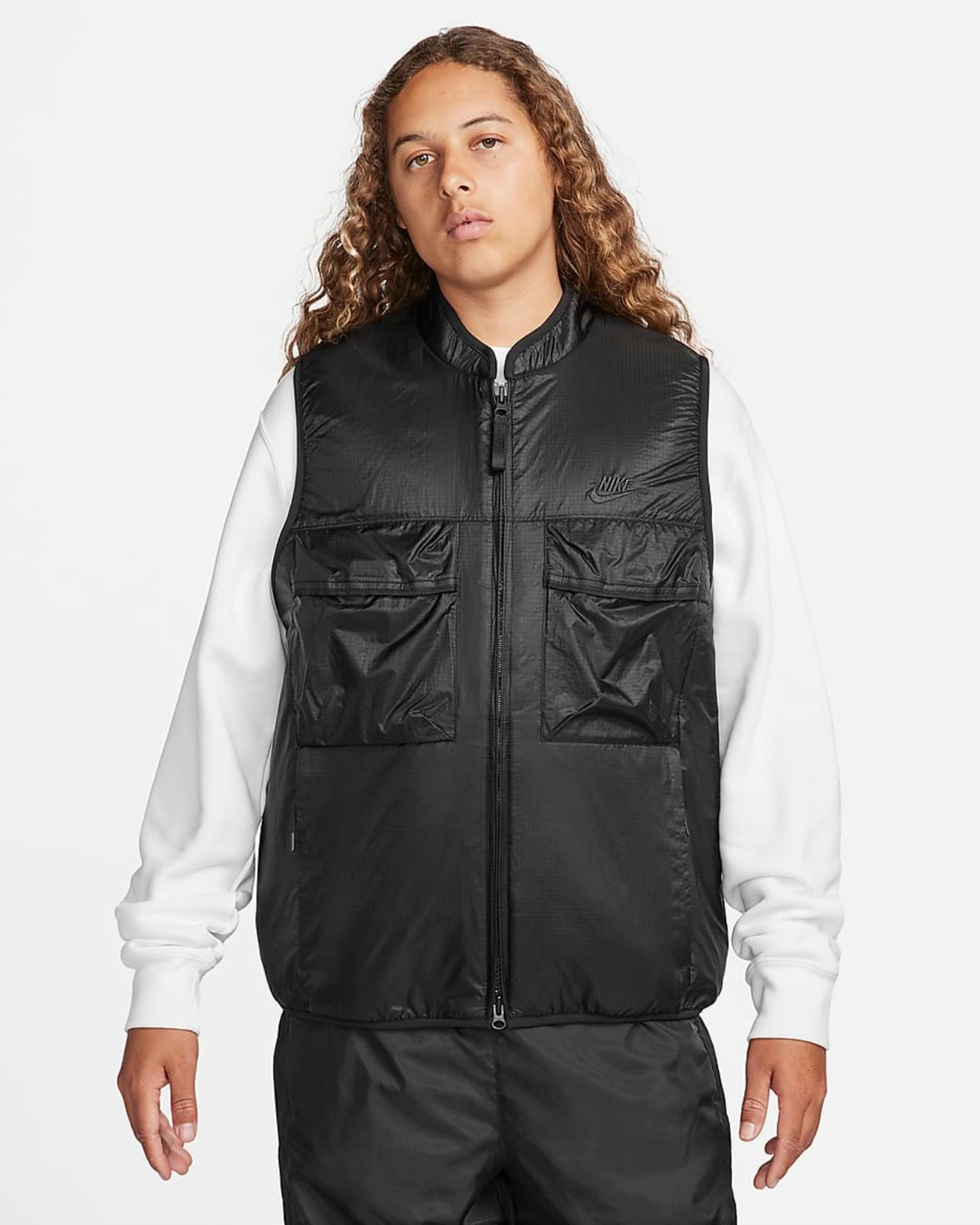 Nike Tech Fleece Utility Vest Water Repellent Zip Pockets FD0755-010 Men's Sz L