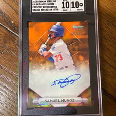 Samuel Munoz 2023 Bowman Sterling #PASM Orange Refractor Autograph #d/75 SGC-10