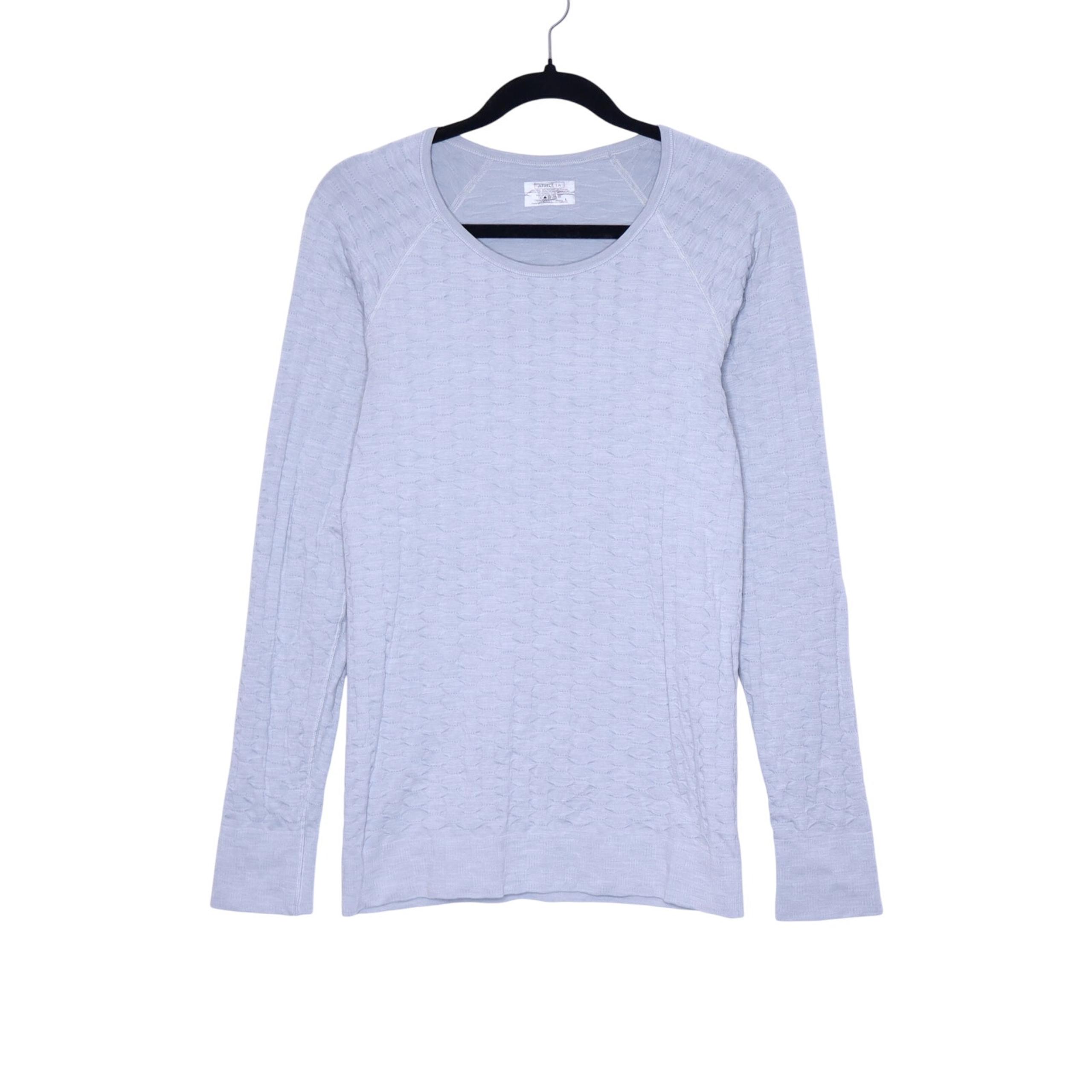 ATHLETA Epitomize Top Light Grey Heather Long Sleeves Textured Active Women's L
