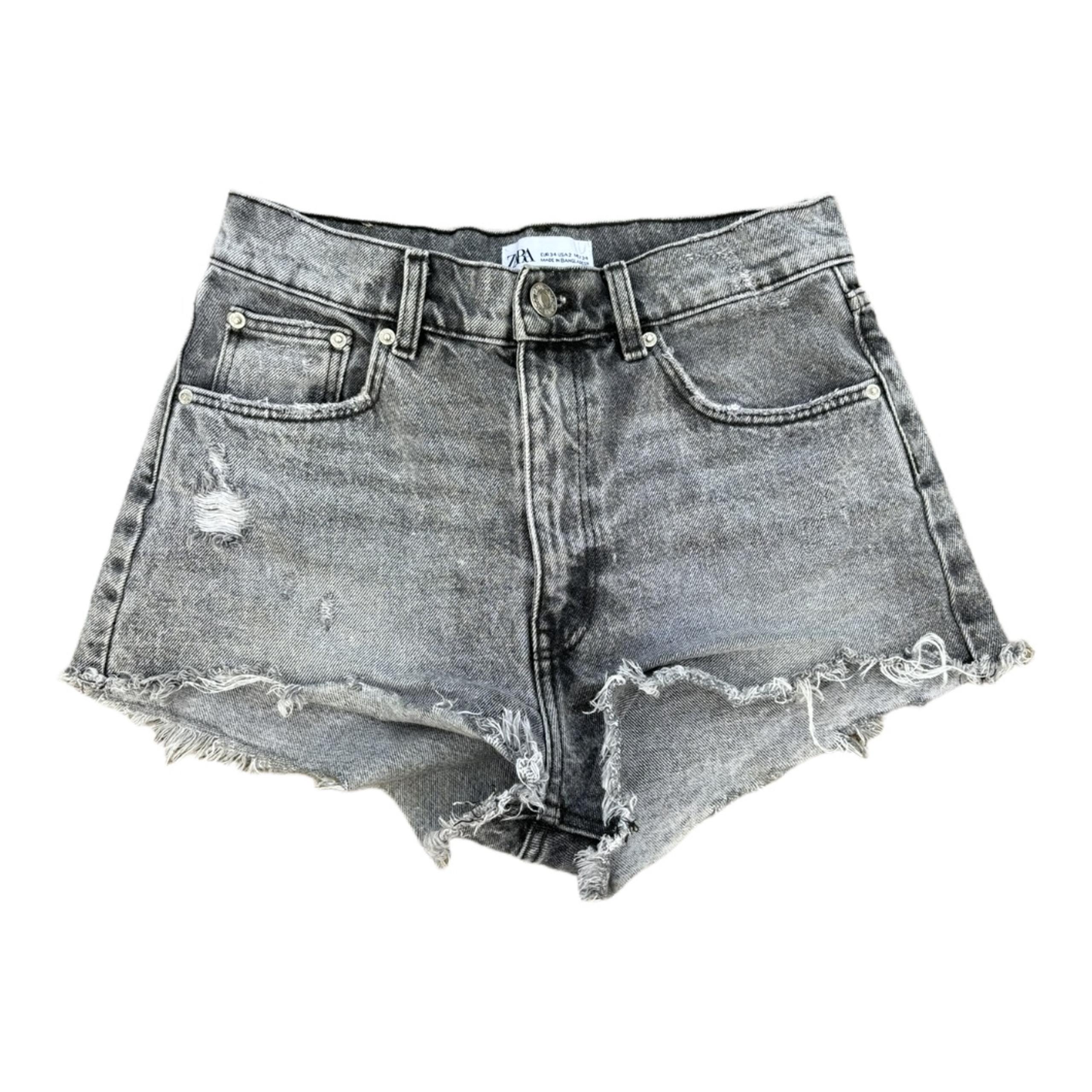 Zara Gray High Waisted Denim Jean Shorts
