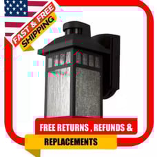 1-Light 11.5-in H Black Motion Sensor Dusk to Dawn Outdoor Lantern Wall Light