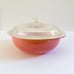 Vintage Pyrex Pink Flamingo White Glass 024 2 Quart Handled Casserole with Lid