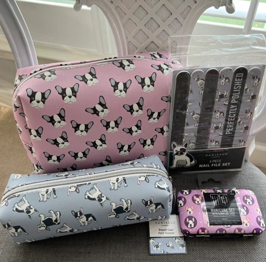 French Bulldog / Frenchie Cosmetic Bag Manicure Set Nail File 15Pc Set