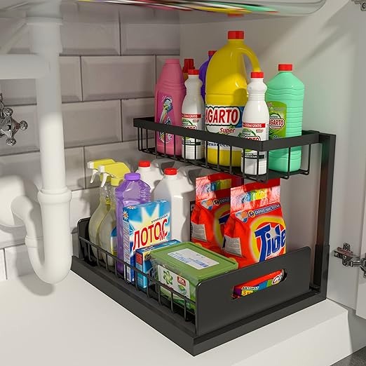 Under Sink Organizer, Pull Out Cabinet Organizer 2 Tier Slide Out Sink