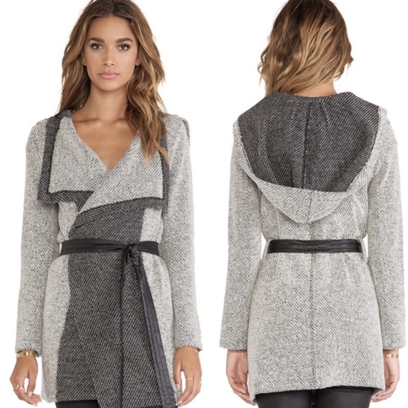 Draped Cardigan Jacket With Leather Belt BB Dokata