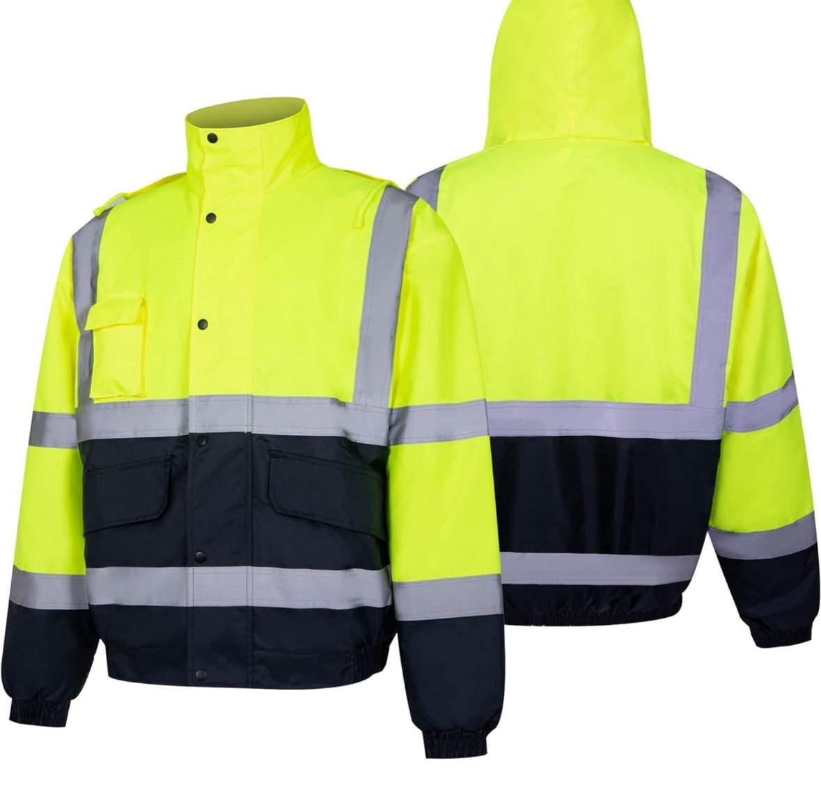 Hi-Vis Lime Safety Hoodie Jacket for Men Construction (Size: M)