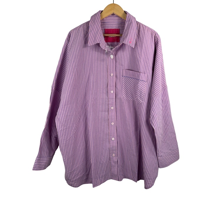 Intimately Free people Striped Oversized 90s button shirt purple 90s sz L