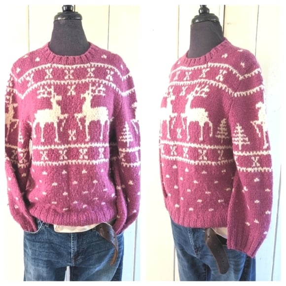 Vintage Talbot's Handknit Reindeer sweater sz M