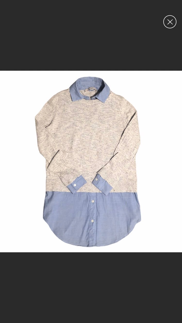 Grey and Blue LOFT Shirttail Sweater