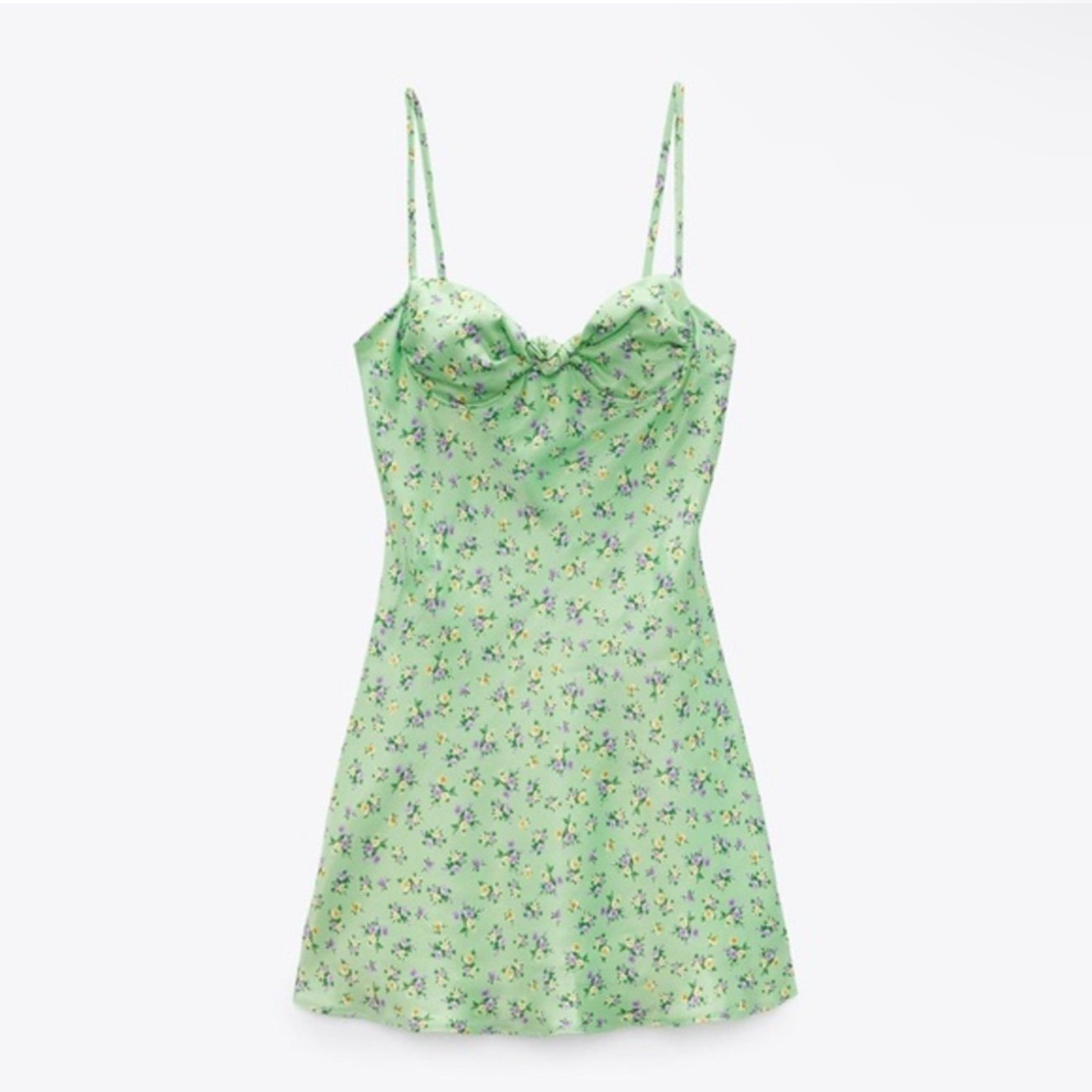 ZARA SATIN EFFECT PRINT DRESS