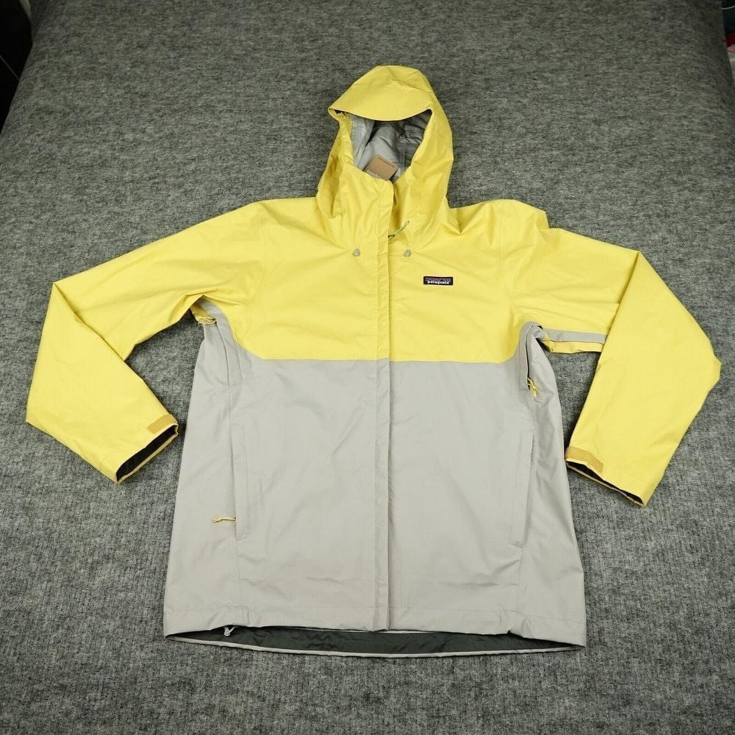 Patagonia Jacket Mens Small Yellow Gray Torrentshell 3L Rain Coat Hiking Outdoor