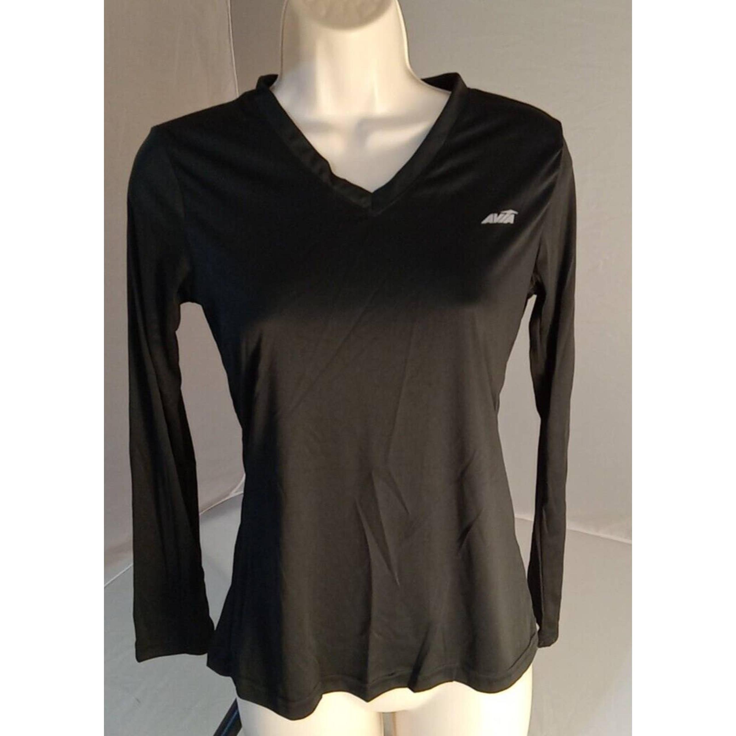 Womens Sz Small Active Shirt Long Sleeve Heather Gray Black Trim - Avia