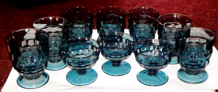 MISC VINTAGE WHITEHALL CUBIST FOOTED GOBLETS/ TUMBLERS DRINKING GLASSWARE LOTS