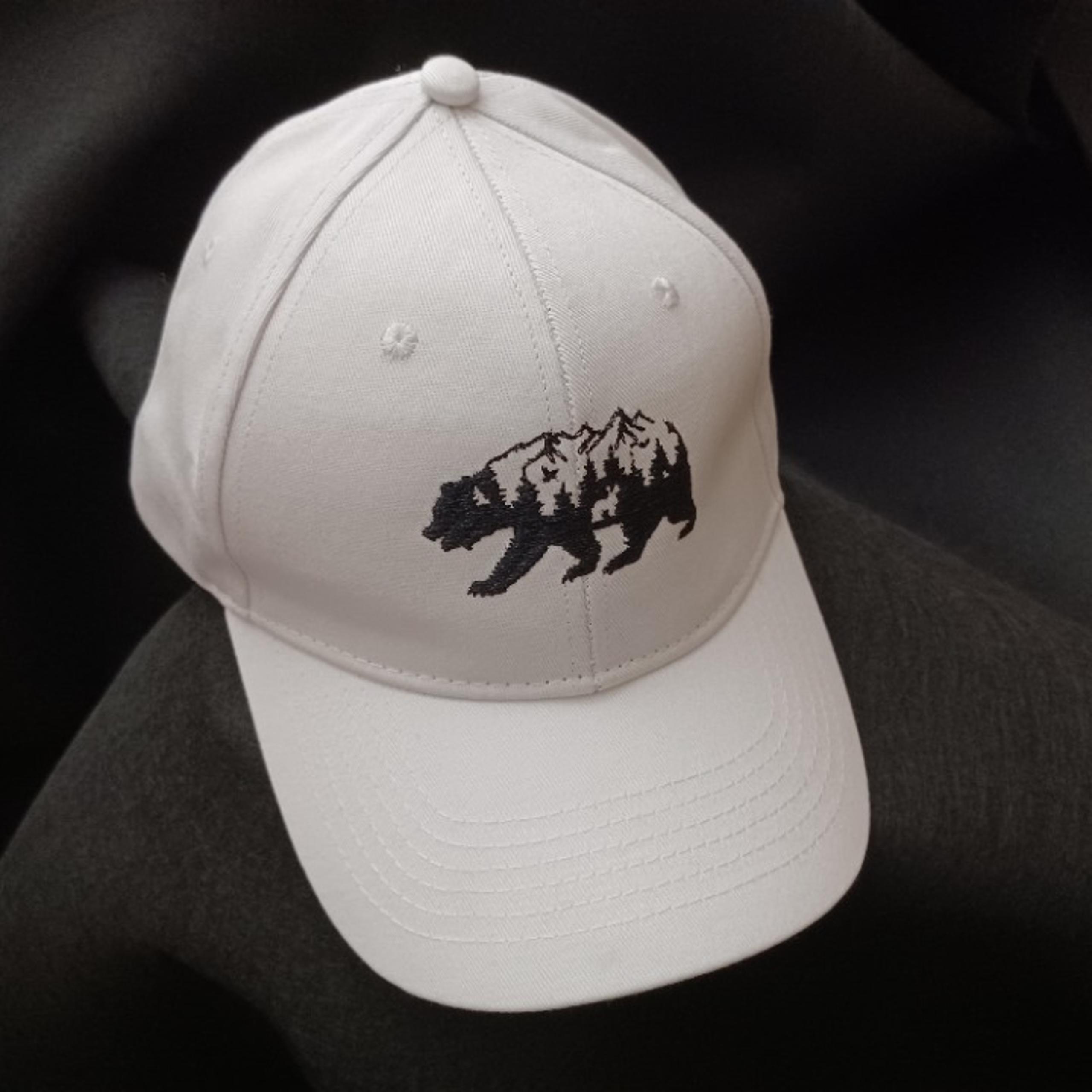White Cap with Black Bear Mountains Design, K Logo on the Side, Very Exclusive!