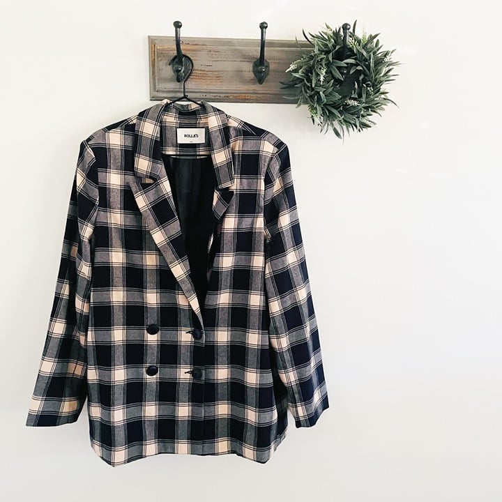 Rollas Blue Plaid Check Blazer Jacket M