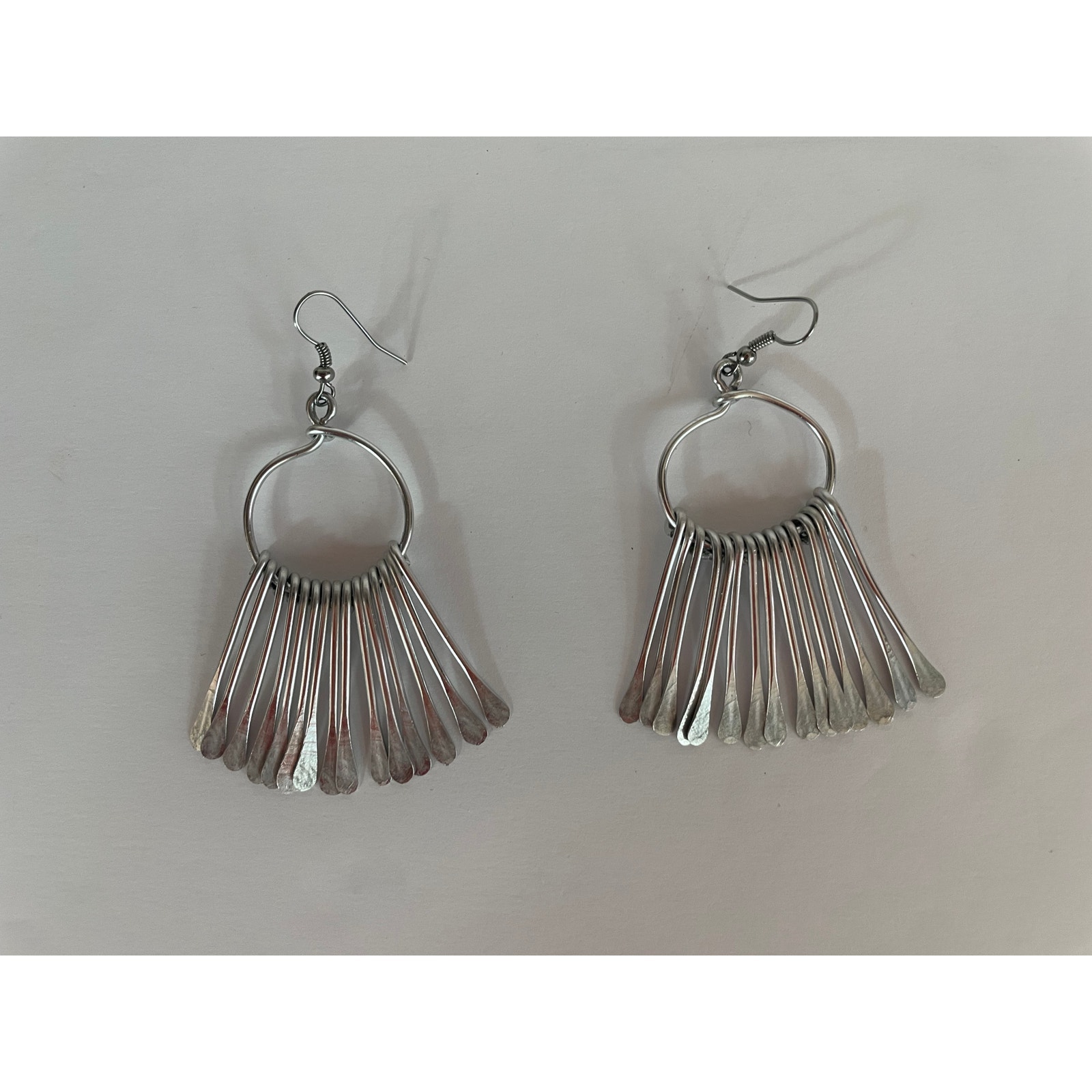 Vintage Sterling Silver Paddle Fringe Earrings