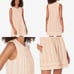 Faherty Isha Organic Linen Dress Peach Stripe Sleeveless MED EUC