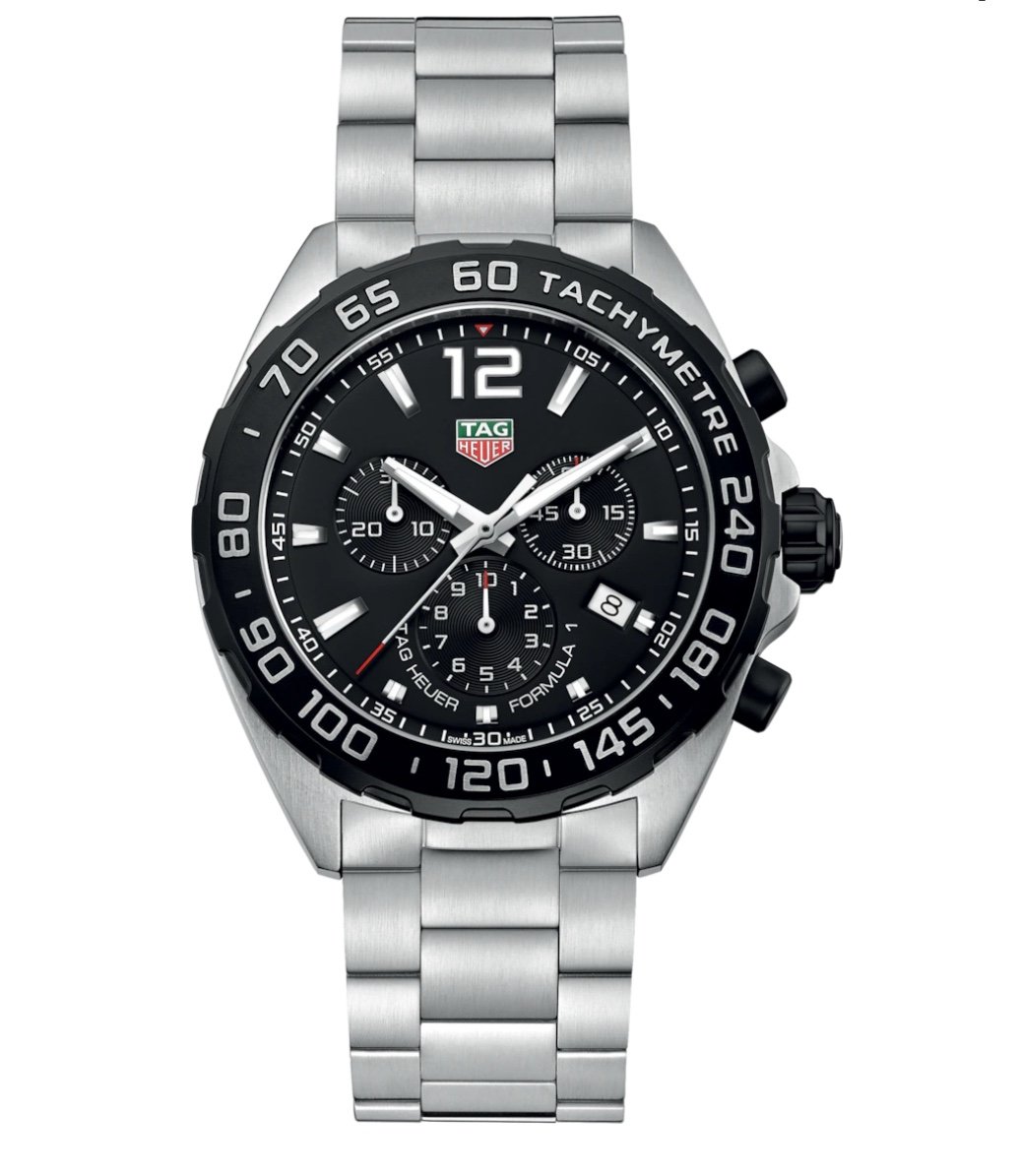 NEW! Tag Heuer Formula 1 Black Chrono Watch Quartz SS Strap CAZ1010.BA0842