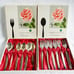 Antique German Kleeblatt Rose 1959 Vintage Spoons and Forks Set, Rose Versilbert