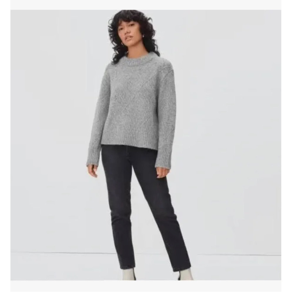 Everlane The Diamond-Stitch Cloud Crew Sweater Wool Alpaca Lt. Charcoal Women XS