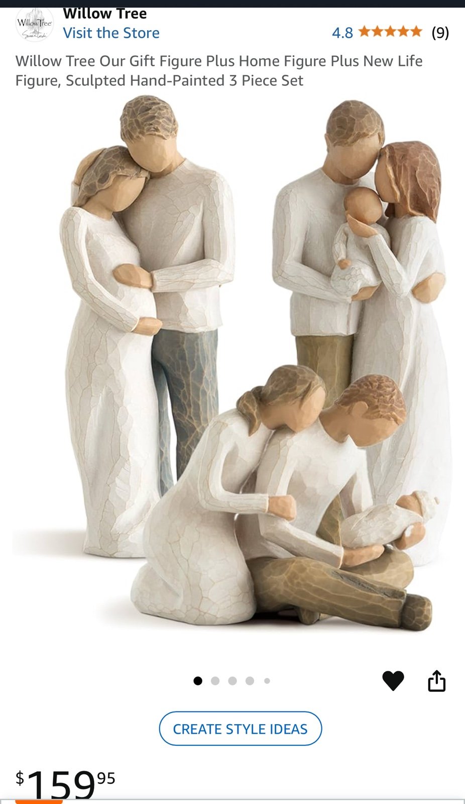 Willow Tree Our Gift Figure Plus Home Figure Plus New Life Figure, hand painted