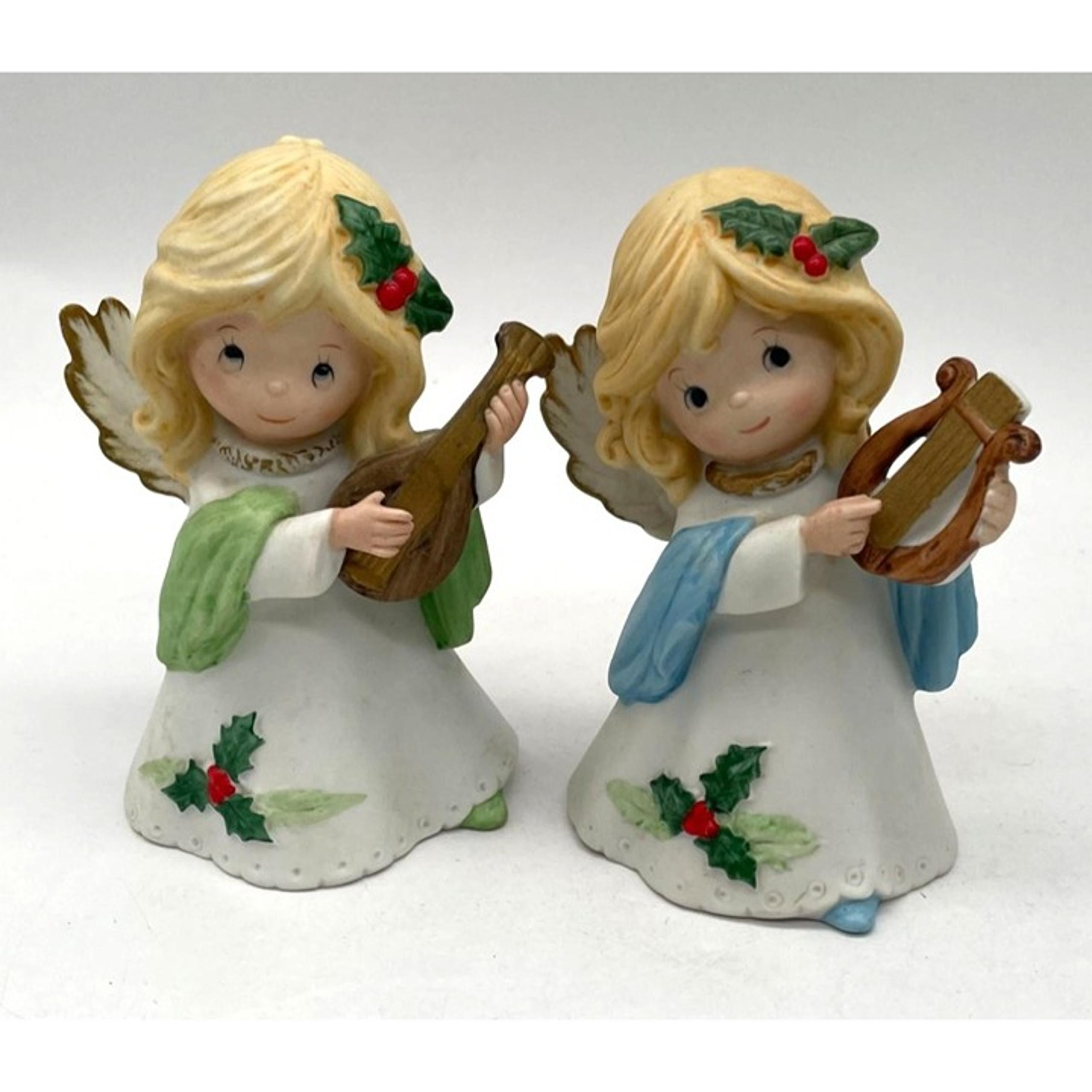 Vtg, Pair Homco Angels with Instruments - Hamco