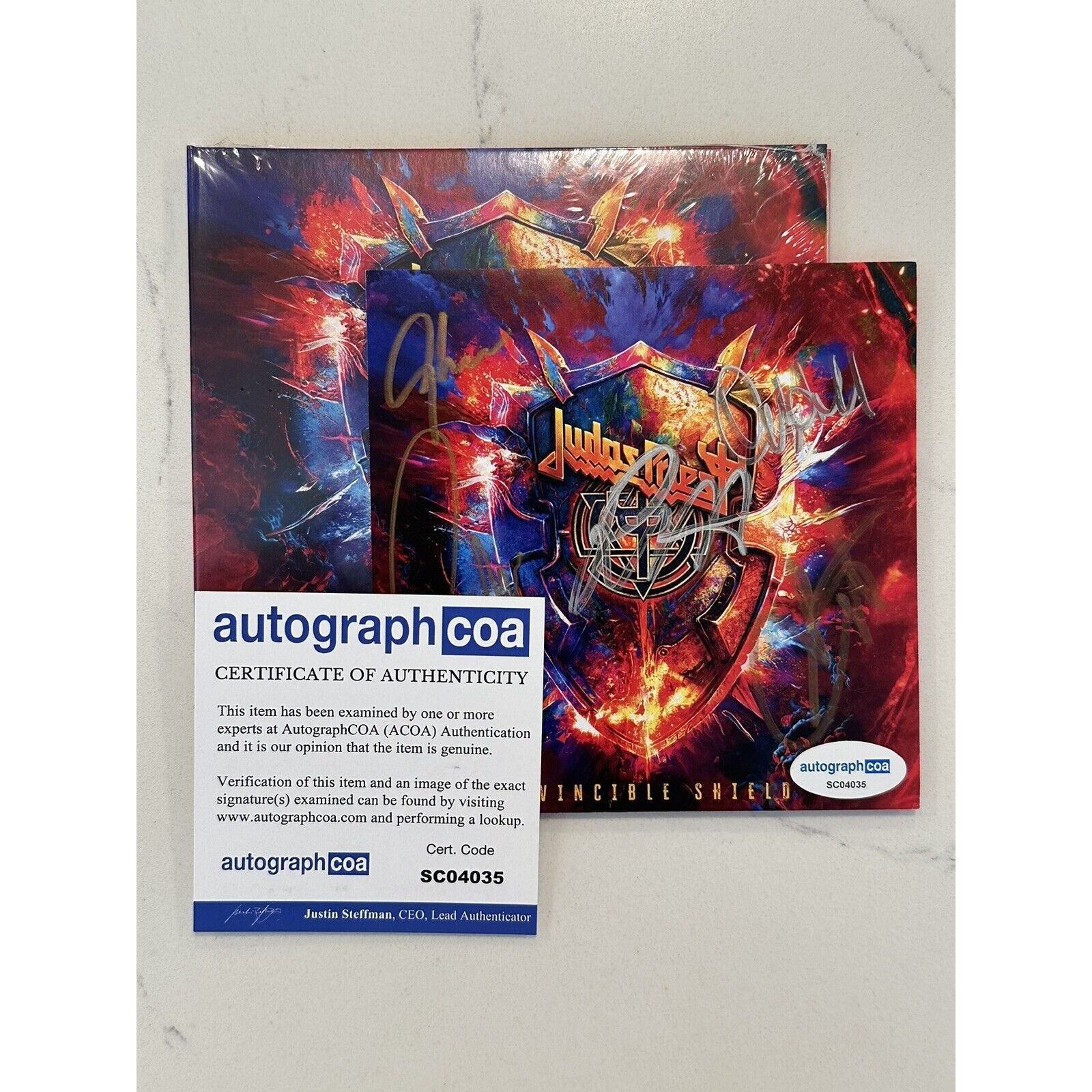 Judas Priest Invincible Shield SIGNED CD Art Card COA ACOA AUTOGRAPHED NEW #3