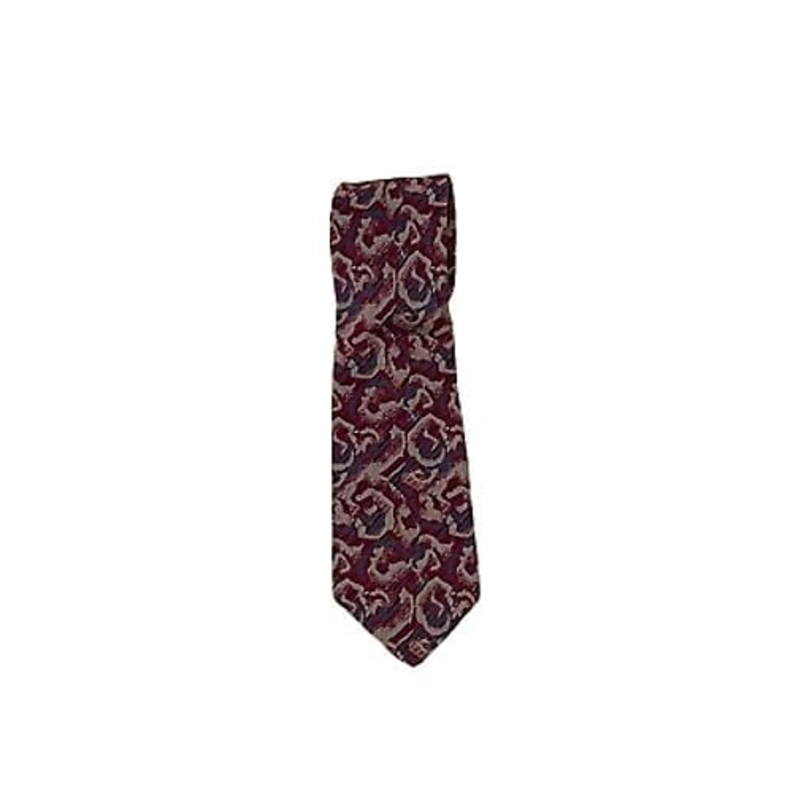 Valentino Cravatte Tie Vintage Burgundy Blue Geometric Pattern Italy Silk 57X3